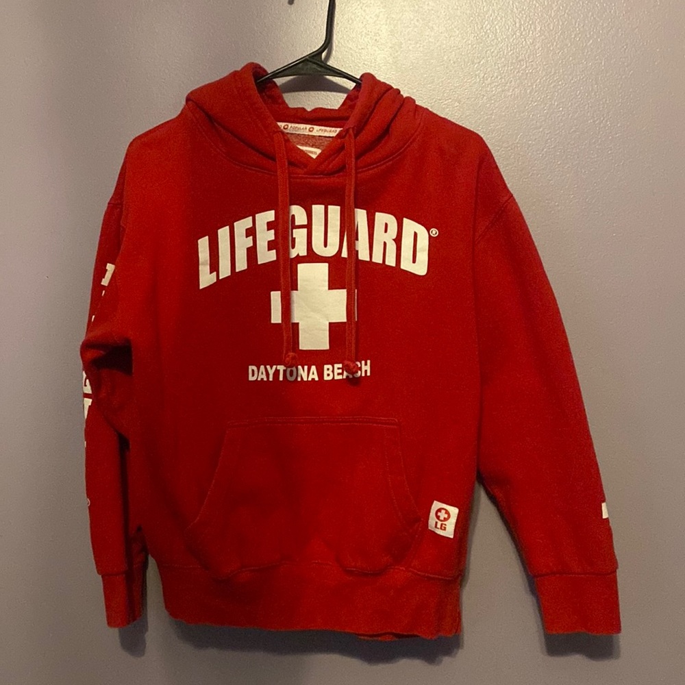 red lifeguard hoodie from daytona beach